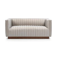 Fest Premium Velvet Loveseat w/Wooden Base - Mocha Mist