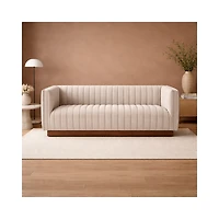 Fest Premium Velvet Loveseat w/Wooden Base - Mocha Mist