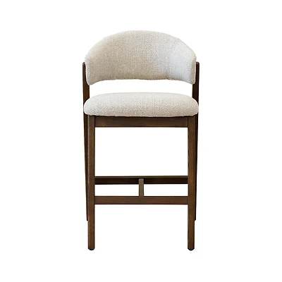 Fiol Counter Stool – Beige Upholstery & Dirty Oak Wood Frame