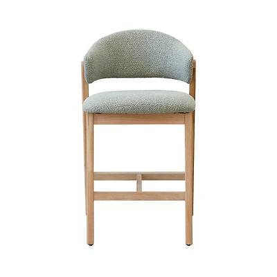 Fiol Counter Stool – Mint Green Upholstery & Natural Wood Frame