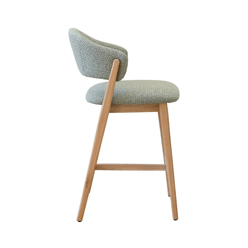 Fiol Counter Stool – Mint Green Upholstery & Natural Wood Frame