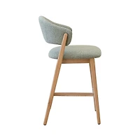 Fiol Counter Stool – Mint Green Upholstery & Natural Wood Frame