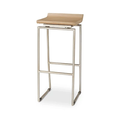 Givens Brown Wood W/Silver Metal Frame Barstool