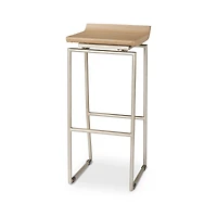 Givens Brown Wood W/Silver Metal Frame Barstool