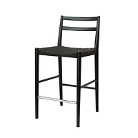 Jakarta Counter Stool with Back - Black/Black Woven Seat