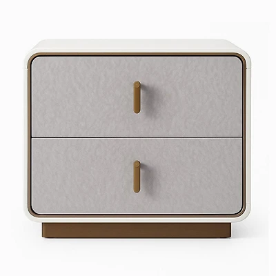 Neve Nightstand - Glossy Grey-Beige & Champagne Gold