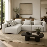 Nella Modern Sectional Sofa with Left Chaise - Pearl