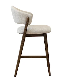 Fiol Counter Stool – Beige Upholstery & Dirty Oak Wood Frame