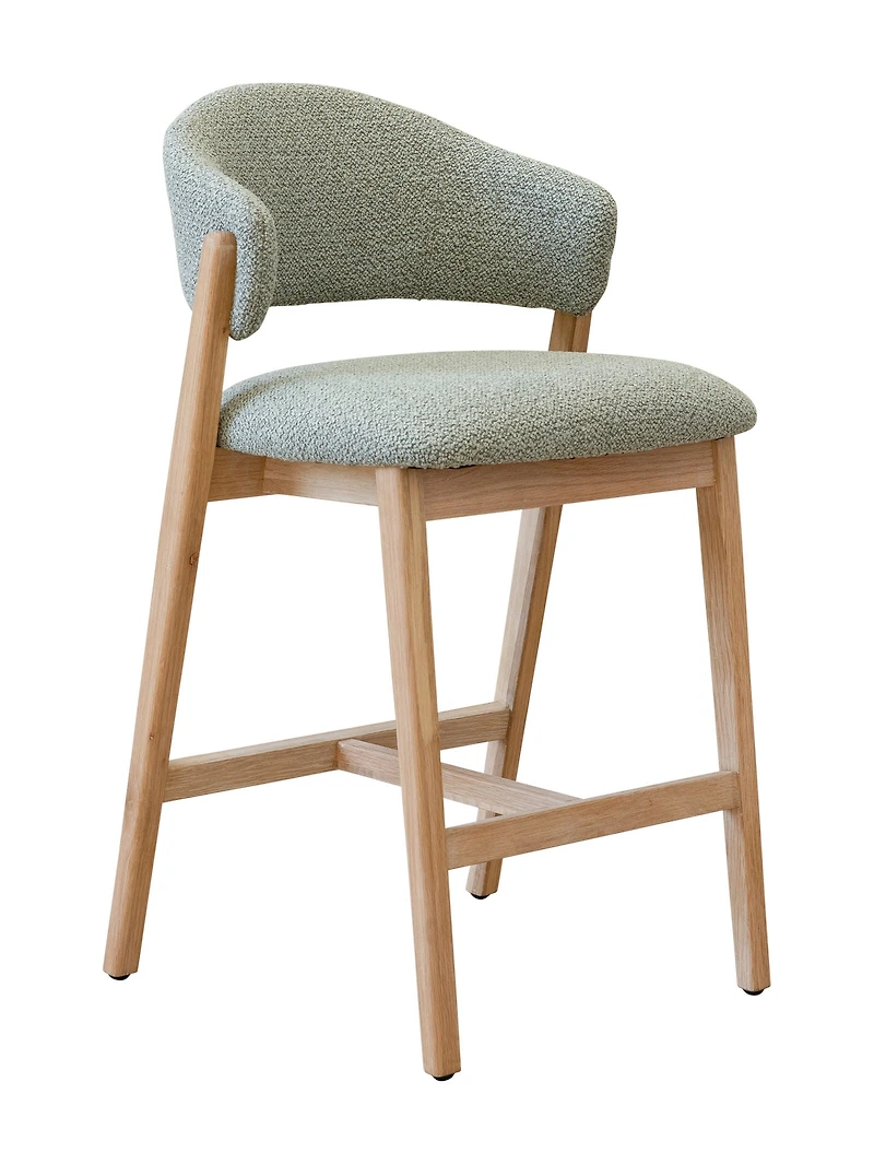 Fiol Counter Stool – Mint Green Upholstery & Natural Wood Frame
