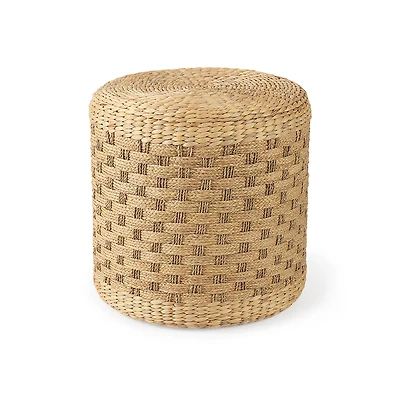 Michelle Light Brown Woven Seagrass Round Pouf