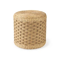 Michelle Light Brown Woven Seagrass Round Pouf