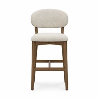 Luna Counter Stool - Beige Upholstery with Dirty Oak Wood Frame