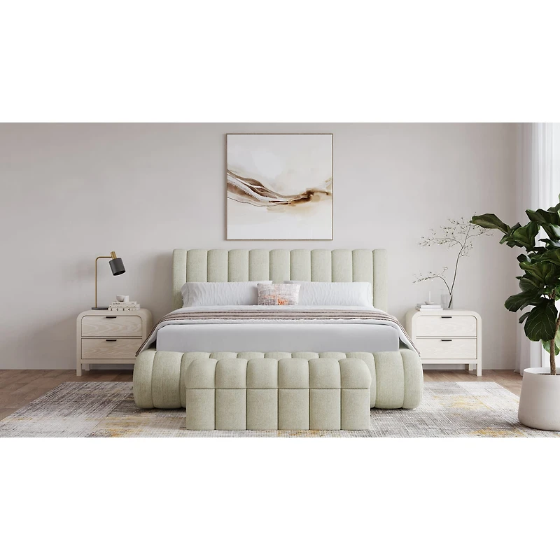 Silla Upholstered Bed with Tall Headboard Sandy Chenille