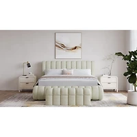 Silla Upholstered Bed with Tall Headboard Sandy Chenille