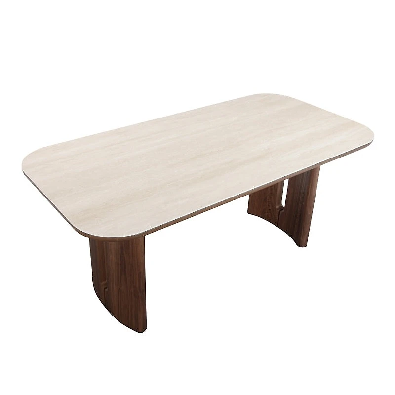 Kendo Dining Table with Travertine Ceramic Top