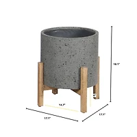Patio Round Standing Pot - Grey Stone