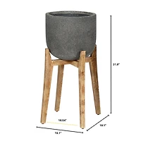 Patio Large Round Standing Pot - Grey Stone