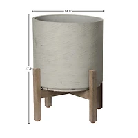 Patio Round Large Standing Pot - Cement Grey