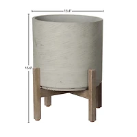 Patio Round Medium Standing Pot - Cement Grey