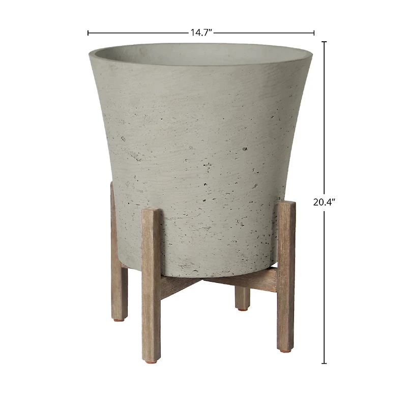 Patio Tapered Large Standing Pot - Cement Grey