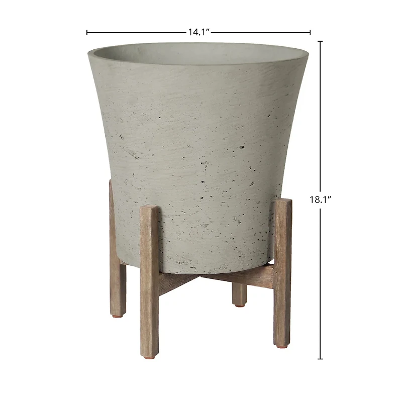 Patio Tapered Medium Standing Pot - Cement Grey