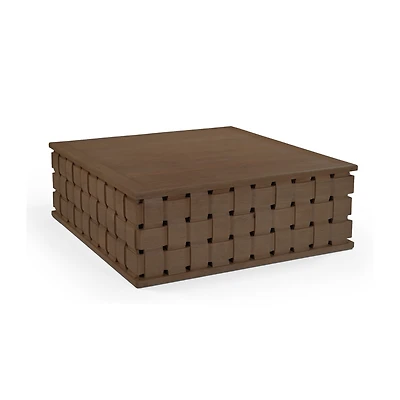 Pre - sale Only : Trellyn 48" Carved Woven Base Square Coffee Table