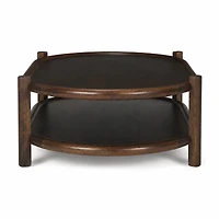 Romi Dark Brown Wood w/ Bottom Shelf Oval Coffee Table