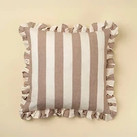 Ruffle Thick Stripe Pillow, Fawn 20x20