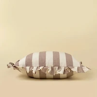 Ruffle Thick Stripe Pillow, Fawn 20x20