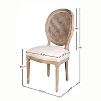 Napoleon Dining Chair w/ Cane Back- Antique Linen
