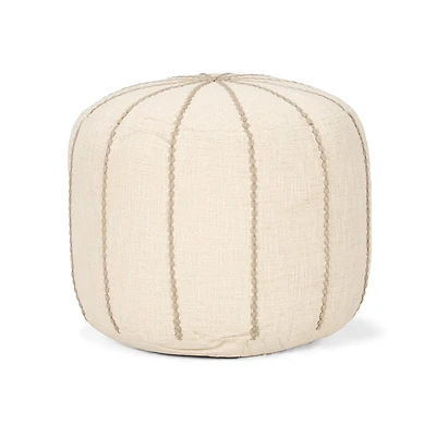Sachi Beige w/ Stitching Pouf