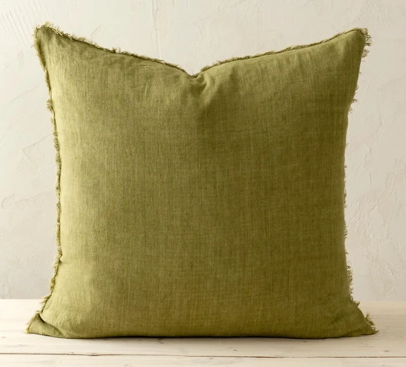 24x24 Lina Linen Pillow Dark Moss