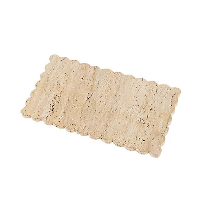 Travertine Scalloped Rectangular Tray