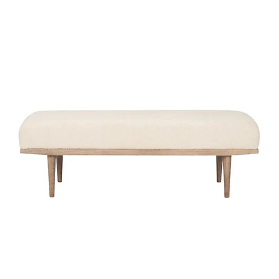 Shae Brown Wood w/ Oatmeal Fabric Bench