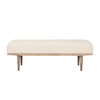 Shae Brown Wood w/ Oatmeal Fabric Bench