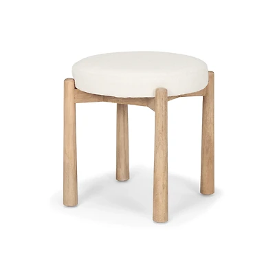 Shaiden Brown Wood w/ Cream Fabric Stool