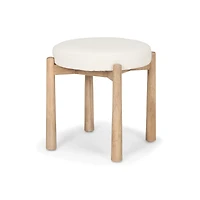 Shaiden Brown Wood w/ Cream Fabric Stool