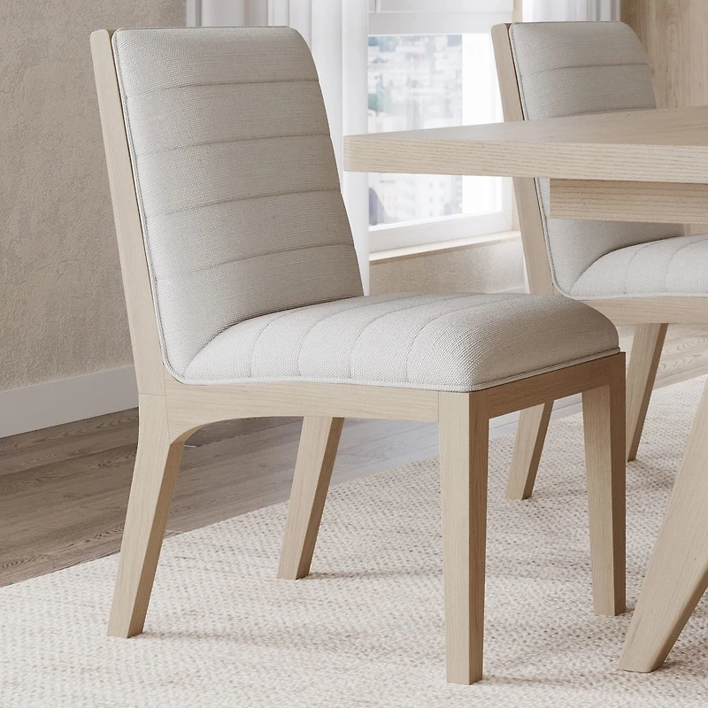 Nettie Solid Wood Dining Chair in Ginger and Natural Linen