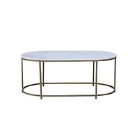 Tane Marble & Gold Oval Coffee Table