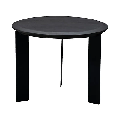 Brich End Table – White Ash Veneer with Metal Legs (Smoke Finish)