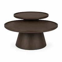 Takoda Dark Brown Wood Tapered Drum Nesting Coffee Tables
