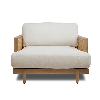 Unio Solid Oak Wood and Fabric Accent Chair - Mellow Ivory
