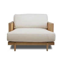 Unio Solid Oak Wood and Fabric Accent Chair - Mellow Ivory