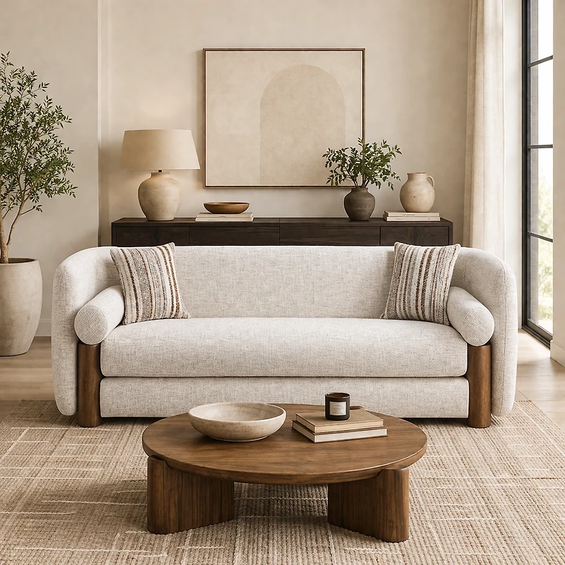 Veena Modern Upholstered Sofa with Pine Wood Frame