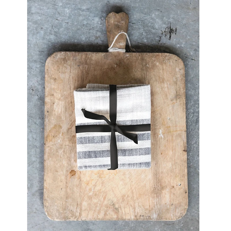 Woven Cotton Striped Tea Towels - Set of 3