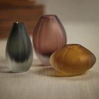 Milano Cut & Frosted Vase - Amber