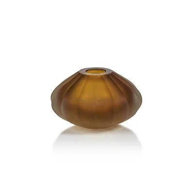 Milano Cut & Frosted Vase - Amber