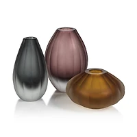 Milano Cut & Frosted Vase - Amber