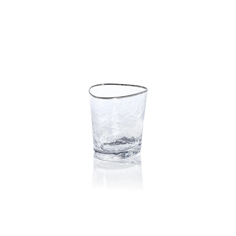 Aperitivo Triangular Double Old Fashioned Glass - Clear with Platinum Rim
