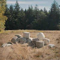Aahana Pouf - White/Taupe/Gray